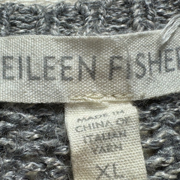 Eileen Fisher XL Linen Blend Scoop‎ Neck Metallic Fleck Gray 3/4 Sleeve Sweater - Picture 12 of 12